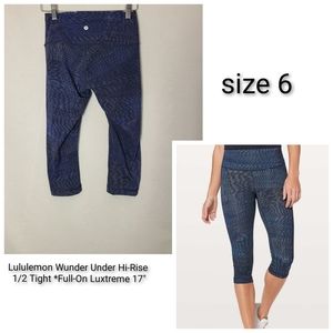 Lululemon Wunder Under Hi-Rise 1/2 Tight *Full-On Luxtreme 17"- size 6